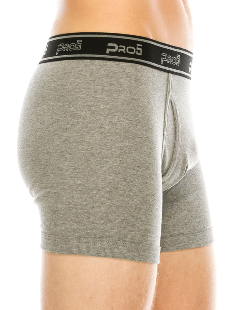 Step up your comfort with Pro 5 Boxer Briefs. Made from pre-shrunk 100% premium cotton, they feature a sturdy elastic waistband. Sizes S to 5XL, each pack includes two pairs with combos like Black + Grey, Black + Olive, Black + Burgundy. Feel the unmatched softness and quality of 100% Cotton fabric. Upgrade your underwear now.