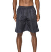 Ventilated Mesh Dark Grey Shorts: Ideal for gym, games, or leisure. Pro 5 double-lined design suits all. 100% Poly mesh, elastic waist, deep pockets. Sizes S-XL, Colors: White, Black, Grey, Navy, Red, Green, Royal, Burgundy.