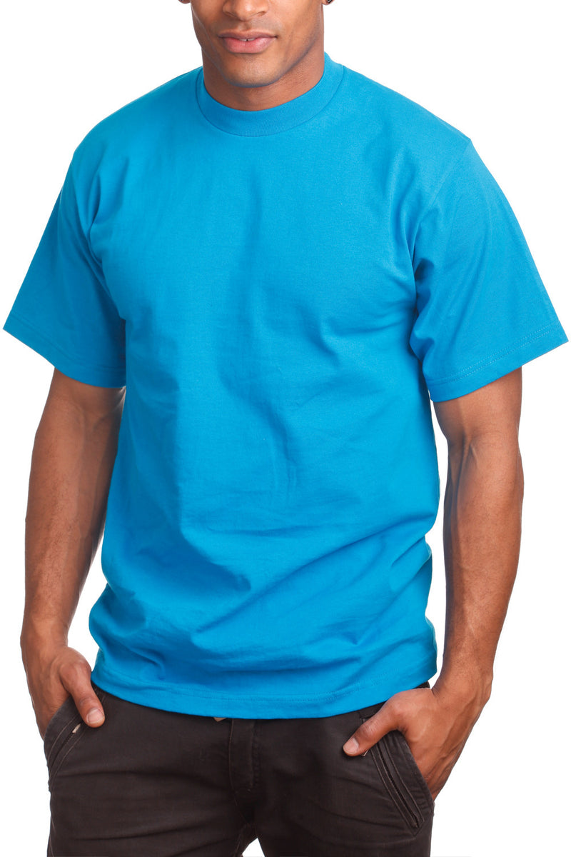 Experience the Super Heavy Turquoise T-Shirt: Crafted with a snug-fit neckline and Lycra-reinforced collar for lasting style and quality. Available in sizes S-XL and a wide range of colors. Fabric: 100% Cotton (Solid), Cotton/Poly blend (Grey), 6.7 oz weight.