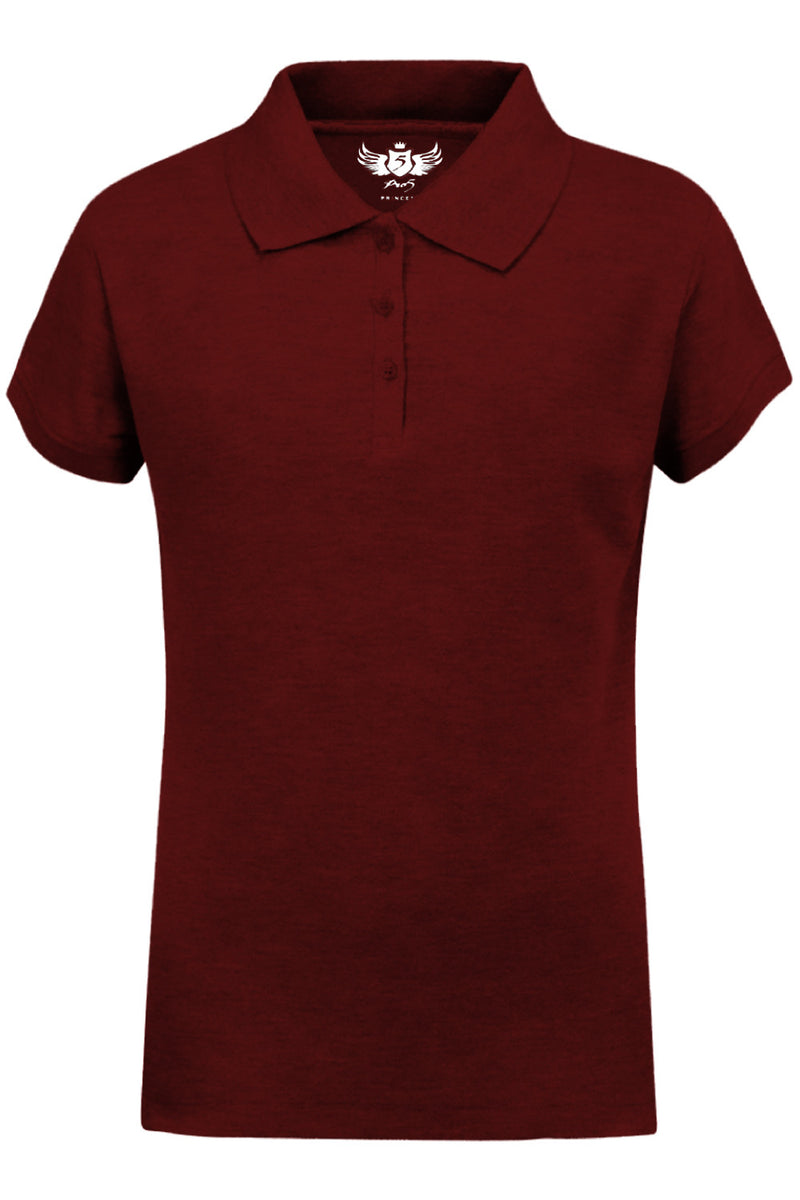 Girls' Burgundy Polo Shirt: A timeless classic for versatile style. Comfortable fit with a collared design. Available in various sizes and vibrant colors. Made from quality materials for lasting durability and easy care.