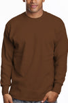 Super Heavy Brown LS Tee: Classic long sleeve with a snug round neck, 6.7oz. Collar reinforced with Lycra for stretch. Vibrant colors stay bright. Made with U.S. cotton. Sizes: 2XL-7XL. Colors: White, Black, Grey, and more. Fabric: Solid-100% Cotton, Grey Shades-80% Cotton 20% Poly. Weight: 6.7 oz.