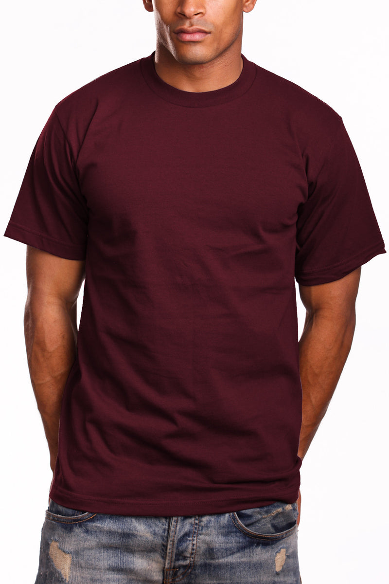 Experience the Super Heavy Burgundy T-Shirt: Crafted with a snug-fit neckline and Lycra-reinforced collar for lasting style and quality. Available in sizes S-XL and a wide range of colors. Fabric: 100% Cotton (Solid), Cotton/Poly blend (Grey), 6.7 oz weight.