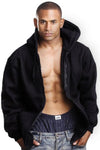 Fleece Black Zip down hoodie: Versatile & cozy. Double-lined hood. Loose fit tip: Opt one size down for snugness. Sizes: 2XL-5XL. Colors: Black, Heather Grey, Dark Grey, Navy