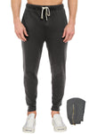 French Terry Charcoal Grey Pants with Zipper: Easy wear Pro 5 fleece bottoms for comfort & warmth. Elastic waist/ankle, leg zipper for shoe-friendly wear. Available Sizes S-XL, colors: Black, Grey, Camo. 60% Cotton 40% Poly.