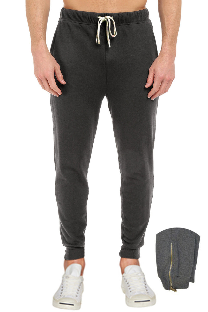 French Terry Charcoal Fleece Pants with Zipper: Easy wear Pro 5 fleece bottoms for comfort & warmth. Elastic waist/ankle, leg zipper for shoe-friendly wear. Available Sizes 2XL-5XL, colors: Black, Grey, Camo. 60% Cotton 40% Poly.