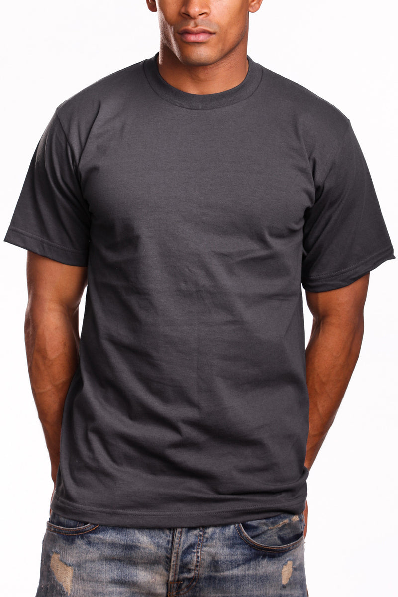 Experience the Super Heavy Charcoal Grey T-Shirt: Crafted with a snug-fit neckline and Lycra-reinforced collar for lasting style and quality. Available in sizes S-XL and a wide range of colors. Fabric: 100% Cotton (Solid), Cotton/Poly blend (Grey), 6.7 oz weight.