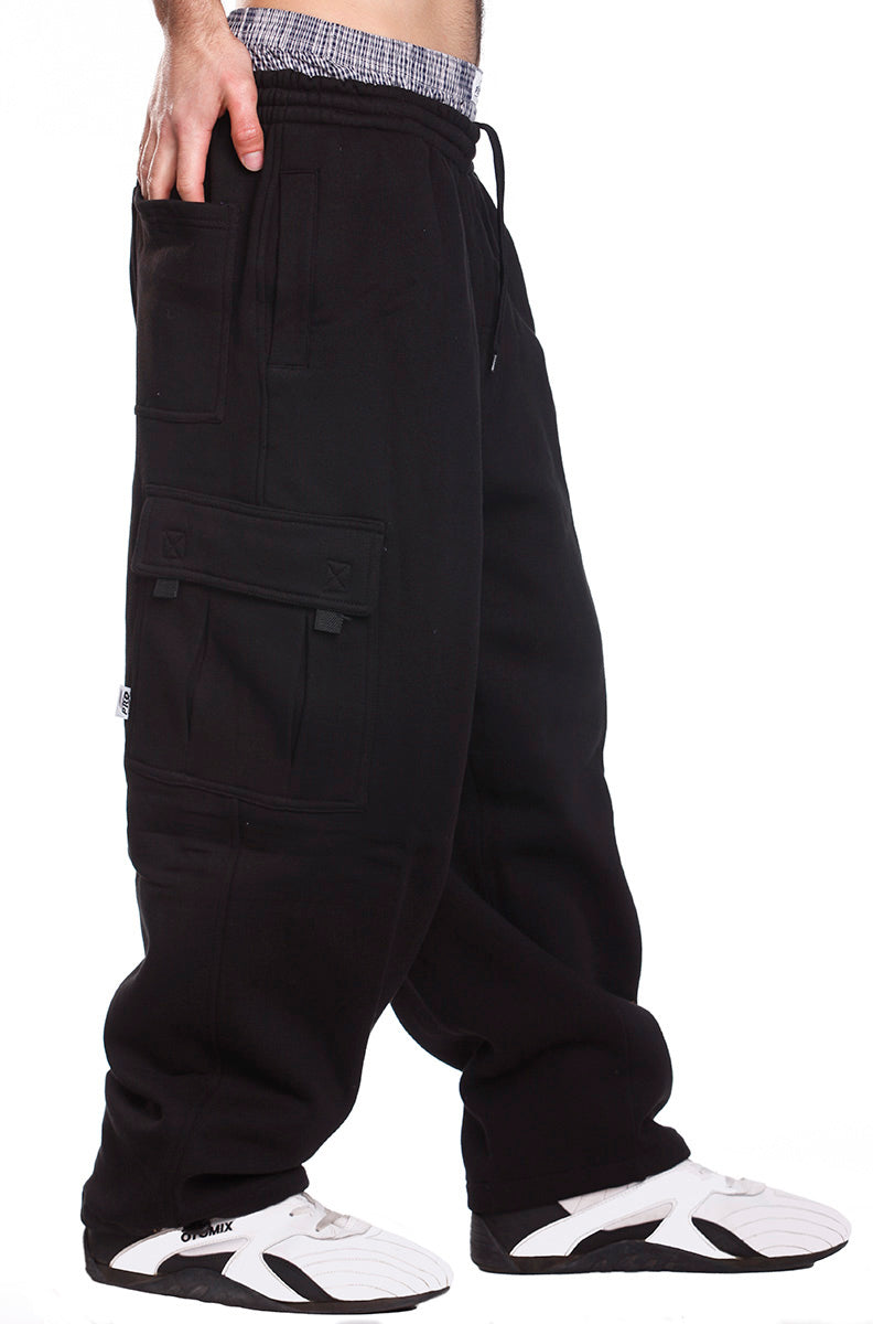 Stay cozy in Pro 5 Fleece Cargo Black Pants. Soft 60/40 Cotton/Poly blend for warmth. Front & cargo pockets, elastic waist. Sizes S-5XL.