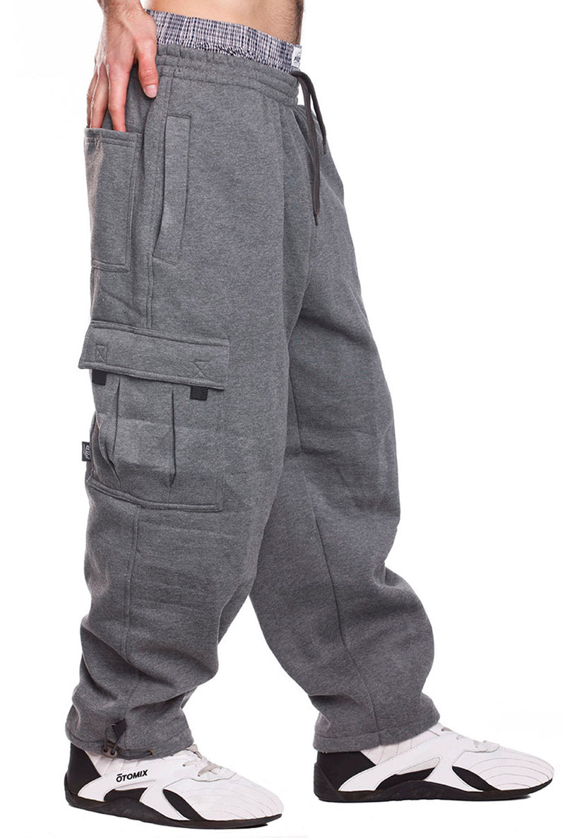 Stay cozy in Pro 5 Fleece Cargo Dark Grey Pants. Soft 60/40 Cotton/Poly blend for warmth. Front & cargo pockets, elastic waist. Sizes S-5XL.