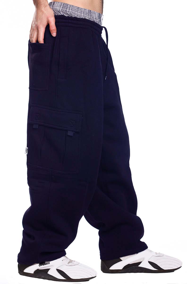 Stay cozy in Pro 5 Fleece Cargo Navy Pants. Soft 60/40 Cotton/Poly blend for warmth. Front & cargo pockets, elastic waist. Sizes S-5XL.