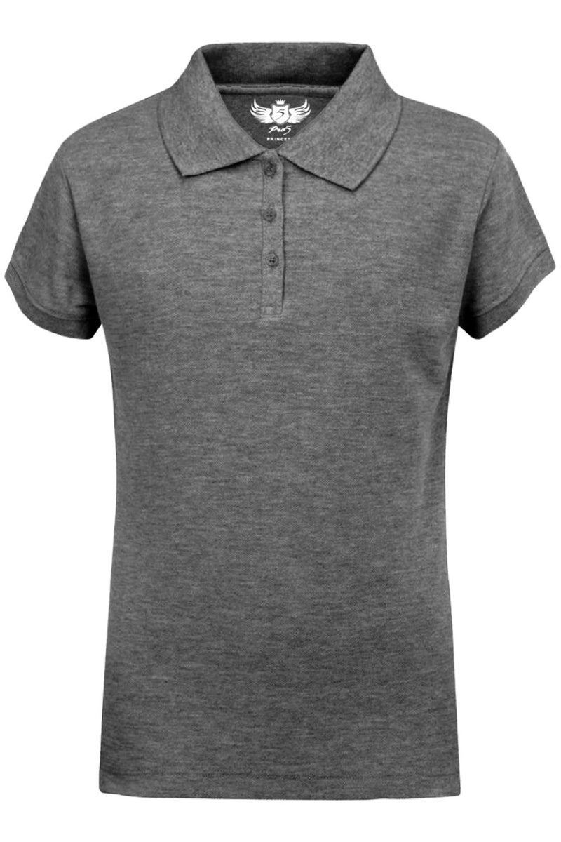 Girls' Heather Grey Polo Shirt: A timeless classic for versatile style. Comfortable fit with a collared design. Available in various sizes and vibrant colors. Made from quality materials for lasting durability and easy care.