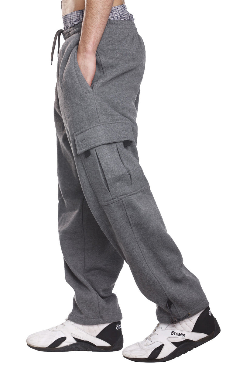 Stay cozy in Pro 5 Fleece Cargo Dark Grey Pants. Soft 60/40 Cotton/Poly blend for warmth. Front & cargo pockets, elastic waist. Sizes S-5XL.
