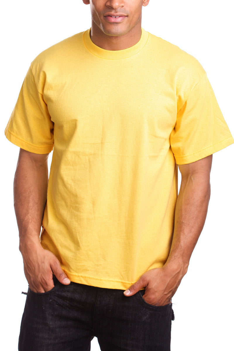 Experience the Super Heavy Gold T-Shirt: Crafted with a snug-fit neckline and Lycra-reinforced collar for lasting style and quality. Available in sizes 2X-5XL and a wide range of colors. Fabric: 100% Cotton (Solid), Cotton/Poly blend (Grey), 6.7 oz weight.