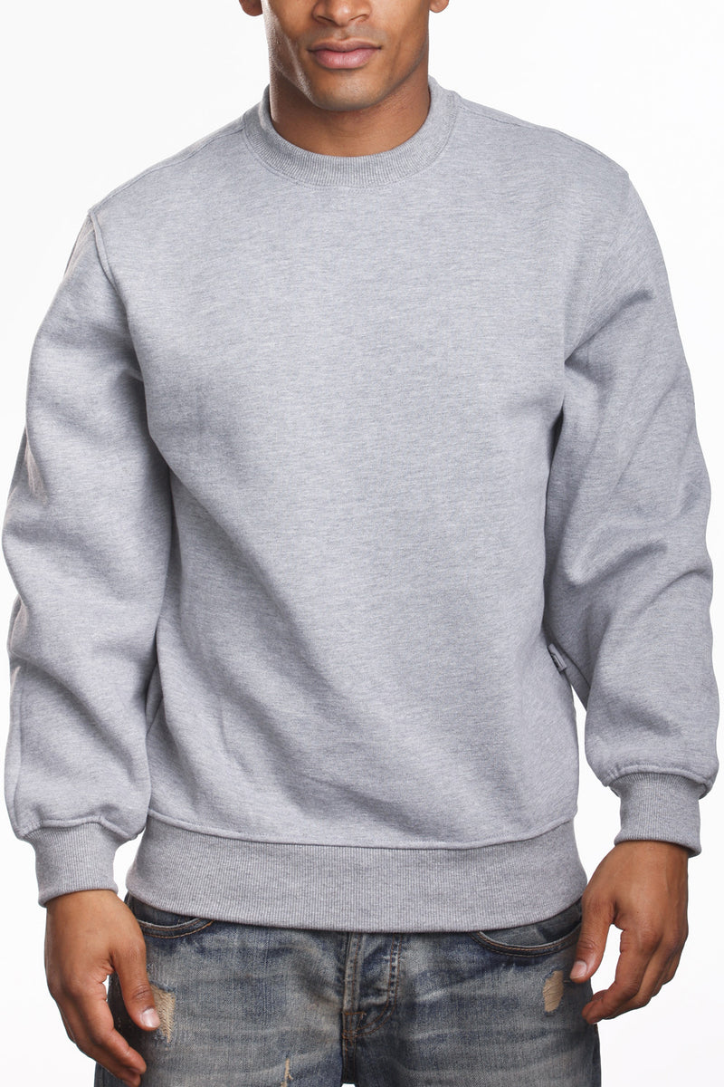 Fleece Crew Neck Heather Grey Sweatshirt: Elevate comfort with Pro 5 style. Sturdy, heavy-weight. Sizes S-XL. Classic colors. 60% Cotton 40% Polyester blend. Size tip: Choose one size smaller for snug fit.