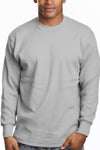 Super Heavy Heather Grey  LS Tee: Classic long sleeve with a snug round neck, 6.7oz. Collar reinforced with Lycra for stretch. Vibrant colors stay bright. Made with U.S. cotton. Sizes: 2XL-7XL. Colors: White, Black, Grey, and more. Fabric: Solid-100% Cotton, Grey Shades-80% Cotton 20% Poly. Weight: 6.7 oz.