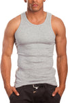 Set of three Heather Grey sleeveless undershirts, commonly known as A-shirts or tank tops.