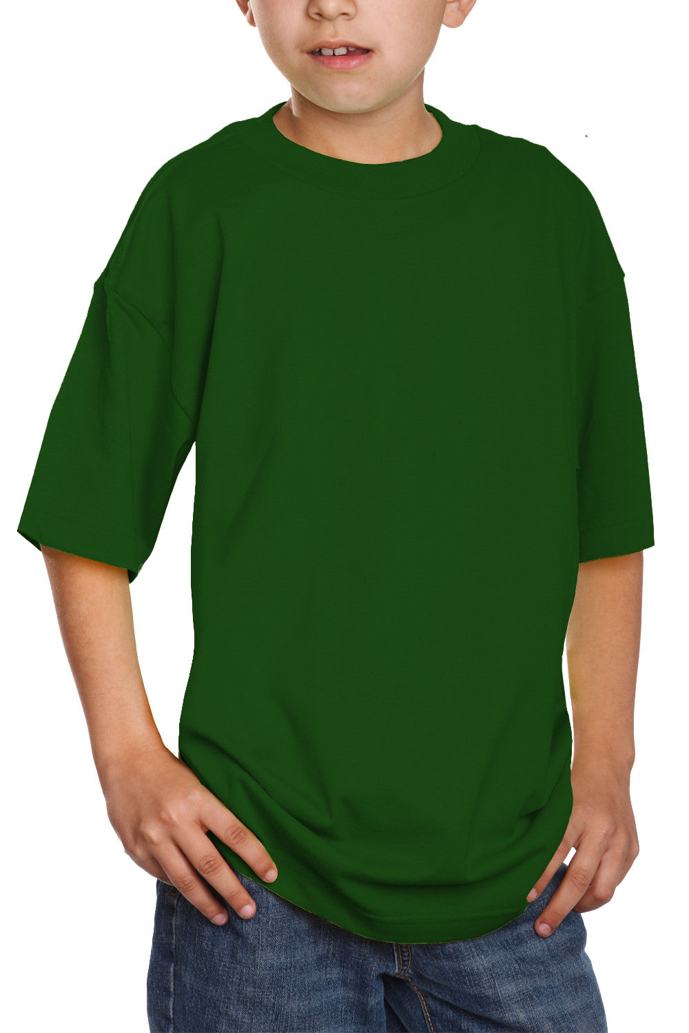 Lot of 5 Gildan Youth Size Medium Kelly Green Short Sleeve Crew Neck  T-Shirt New