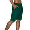 Side view of Ventilated Mesh Dark Green Shorts: Ideal for gym, games, or leisure. Pro 5 double-lined design suits all. 100% Poly mesh, elastic waist, deep pockets. Sizes S-XL, Colors: White, Black, Grey, Navy, Red, Green, Royal, Burgundy.