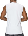 Back  view of Muscle White Tees Round Neck : Lighter fabric than Super Heavy Tees. Cool, comfy fit in fade-resistant colors. 100% premium US cotton. Available Sizes S-7X, Colors: White, Black, Grey, Navy.