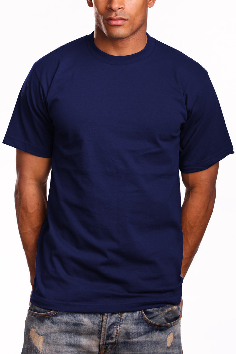 Experience the Super Heavy Navy T-Shirt: Crafted with a snug-fit neckline and Lycra-reinforced collar for lasting style and quality. Available in sizes S-XL and a wide range of colors. Fabric: 100% Cotton (Solid), Cotton/Poly blend (Grey), 6.7 oz weight.