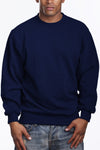 Fleece Crew Neck Navy Sweatshirt: Elevate comfort with Pro 5 style. Sturdy, heavy-weight. Sizes 2XL-5XL. Classic colors. 60% Cotton 40% Polyester blend. Size tip: Choose one size smaller for snug fit.