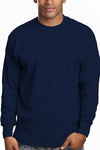 Heavy Long Sleeve Navy Tee: Iconic long sleeve, snug round neck, 6.7oz. Lycra reinforced collar. Bright fade-resistant colors. U.S. cotton. Available Sizes: S-XL, Colors: White, Black, Grey, more. Fabric: Solid-100% Cotton, Grey Shades-80% Cotton 20% Poly. Weight: 6.7 oz.