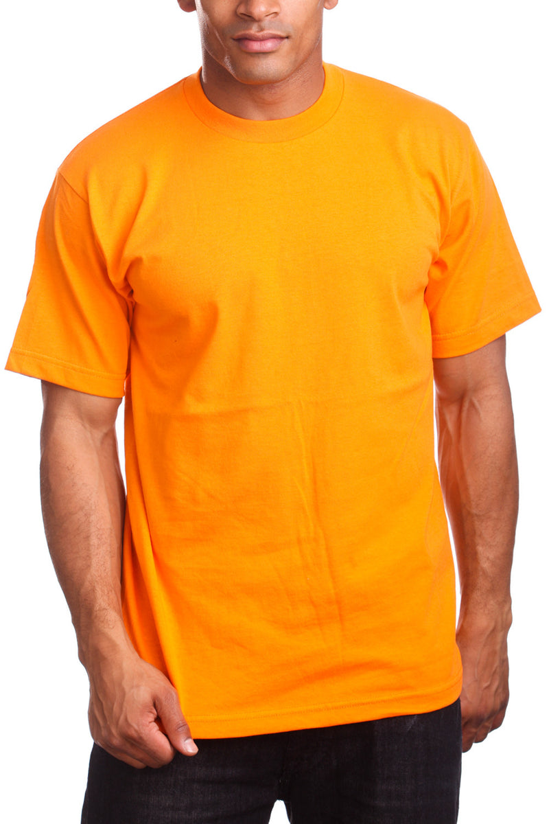 Experience the Super Heavy Orange T-Shirt: Crafted with a snug-fit neckline and Lycra-reinforced collar for lasting style and quality. Available in sizes S-XL and a wide range of colors. Fabric: 100% Cotton (Solid), Cotton/Poly blend (Grey), 6.7 oz weight.
