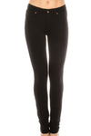 Girls Skinny Black Terry Pants: Sizes 4-14, Navy, Khaki, Black. 4-Way Stretch fabric (60% Cotton, 5% Spandex, 35% Polyester) for comfort and style.