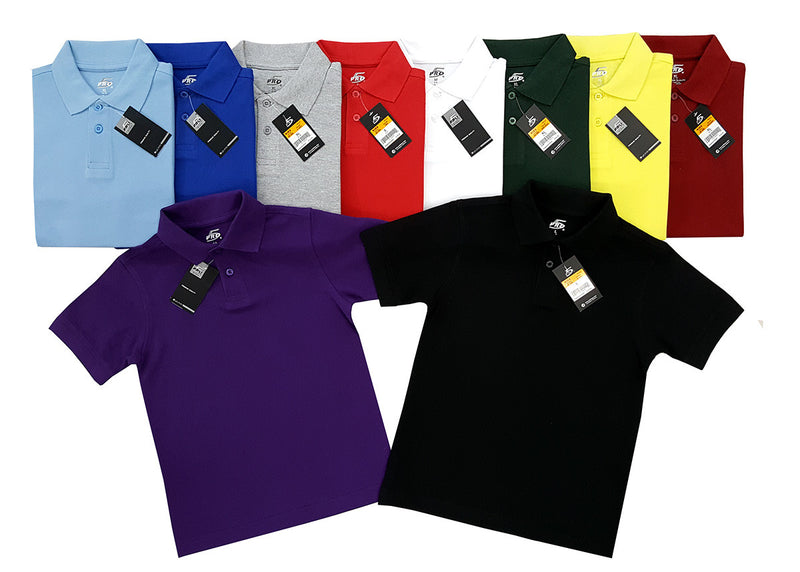 Introducing our Kids Boys Polo – available in sizes Small to X-Large. Choose from an array of colors including Black, White, Navy, and more. Made from comfy CVC fabric (65% Polyester / 35% Cotton), combining style and comfort effortlessly. Ideal for both casual and more polished looks.