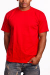 Experience the Super Heavy Red T-Shirt: Crafted with a snug-fit neckline and Lycra-reinforced collar for lasting style and quality. Available in sizes S-XL and a wide range of colors. Fabric: 100% Cotton (Solid), Cotton/Poly blend (Grey), 6.7 oz weight.