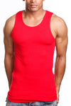 Set of three Red sleeveless undershirts, commonly known as A-shirts or tank tops.