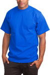 Super Heavy Royal Blue T-Shirt-Tall Sizes: Signature snug-fit neckline. Lycra-reinforced collar. Quality & style. Sizes L-5X. Various colors. Fabric: 100% Cotton (Solid), Cotton/Poly blend (Grey), 6.7 oz.