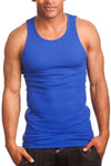 Set of three Royal Blue sleeveless undershirts, commonly known as A-shirts or tank tops.