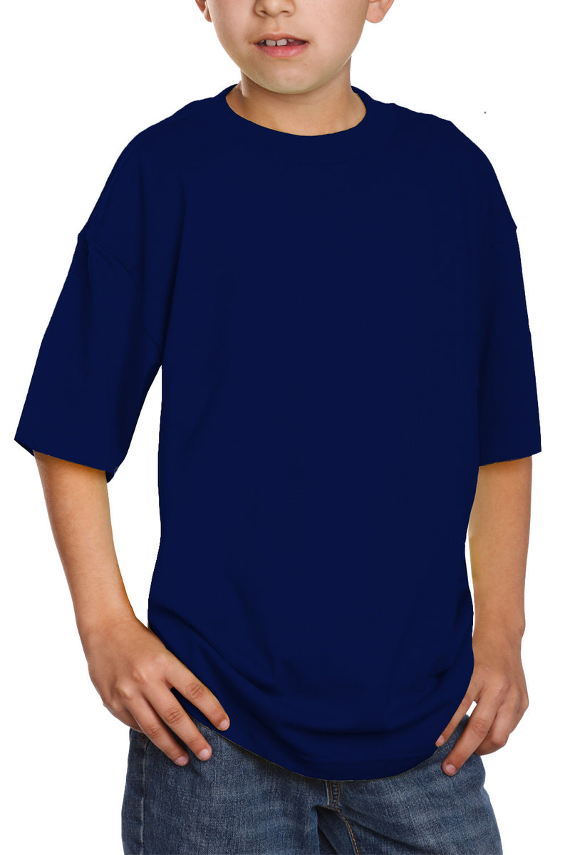 Kids Crew Navy Tee: Style meets comfort. Sizes XXS-XL in vibrant colors. 100% Cotton for all-day softness. 6.7 oz for durability and lightness. Timeless design for any occasion.