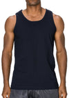 Versatile Navy Tank Top: Wear alone or layer up. Sizes S-3X. Colors: White, Black, Heather Grey, Red, Royal, Navy, D Grey, Wood Camo, Desert Camo. Fabric: All-100% Cotton, H Grey-80% Cotton 20% Poly.